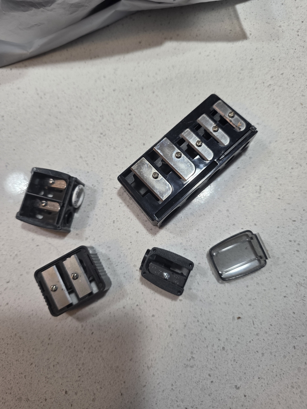 Plastic multi-hole cosmetic pencil sharpener set